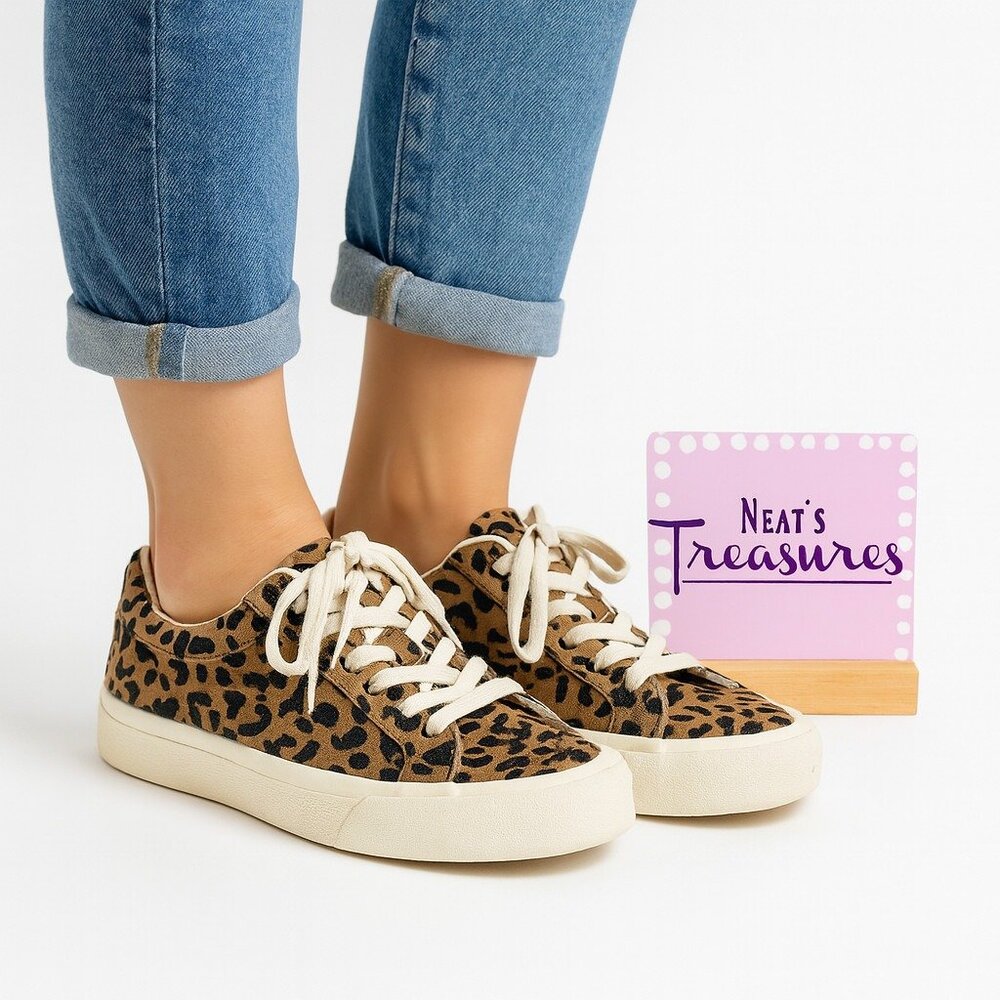 Madewell Women Sidewalk Low-Top Leopard Print Recycled Canvas Sneakers Sz 7.5 M